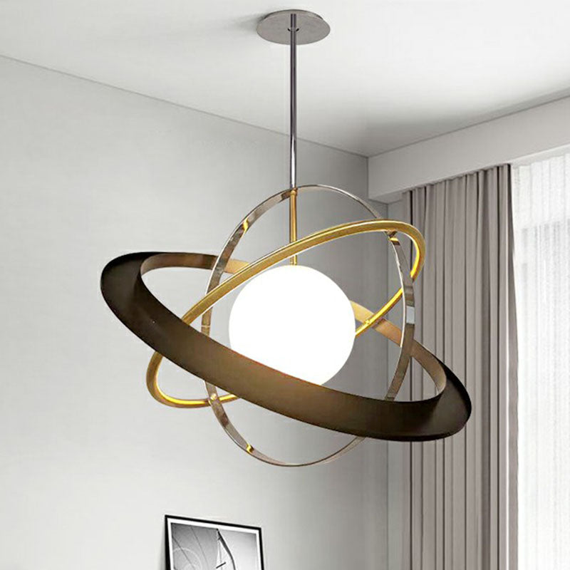 Post-Modern Planet Hanging Light Fixture White Ball Glass 1 Bulb Dining Room Ceiling Light Clearhalo 'Ceiling Lights' 'Modern Pendants' 'Modern' 'Pendant Lights' 'Pendants' Lighting' 2255141