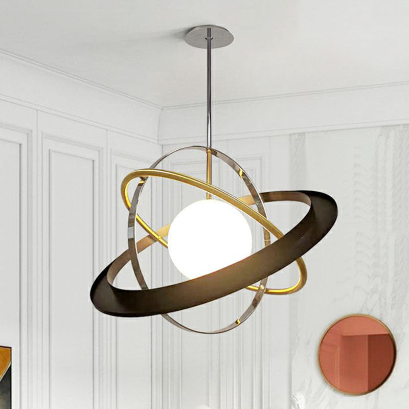 Post-Modern Planet Hanging Light Fixture White Ball Glass 1 Bulb Dining Room Ceiling Light Clearhalo 'Ceiling Lights' 'Modern Pendants' 'Modern' 'Pendant Lights' 'Pendants' Lighting' 2255143
