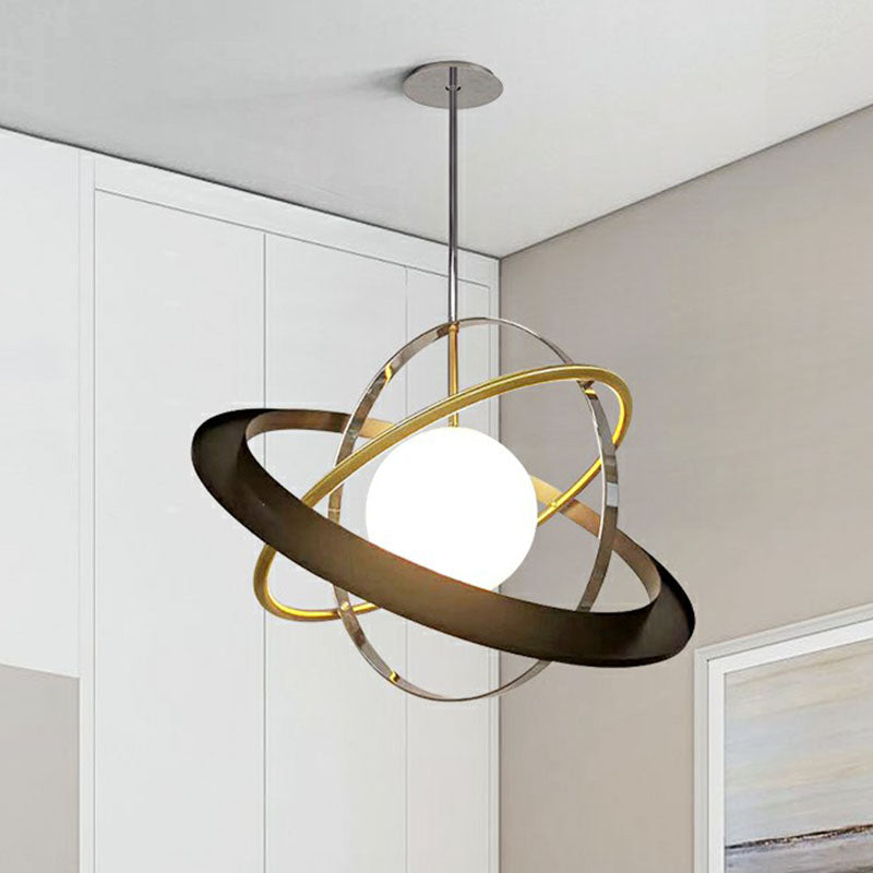 Post-Modern Planet Hanging Light Fixture White Ball Glass 1 Bulb Dining Room Ceiling Light Clearhalo 'Ceiling Lights' 'Modern Pendants' 'Modern' 'Pendant Lights' 'Pendants' Lighting' 2255145