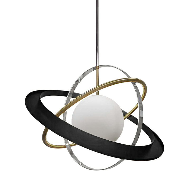 Post-Modern Planet Hanging Light Fixture White Ball Glass 1 Bulb Dining Room Ceiling Light Clearhalo 'Ceiling Lights' 'Modern Pendants' 'Modern' 'Pendant Lights' 'Pendants' Lighting' 2255146