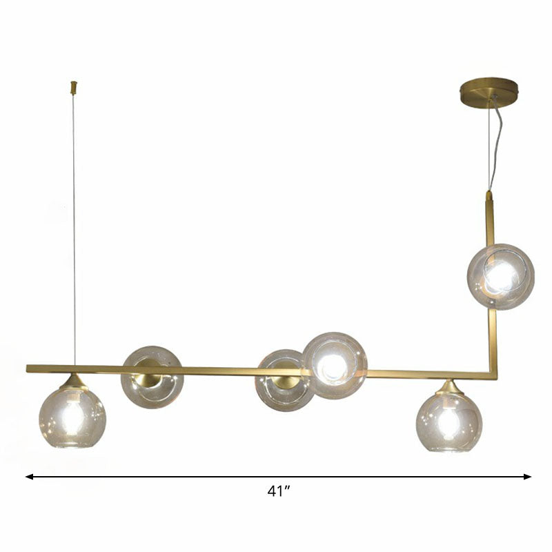 Dome Glass Island Ceiling Light Postmodernism 6 Heads Hanging Lamp for Dining Table Cognac Clearhalo 'Ceiling Lights' 'Island Lights' Lighting' 2255169