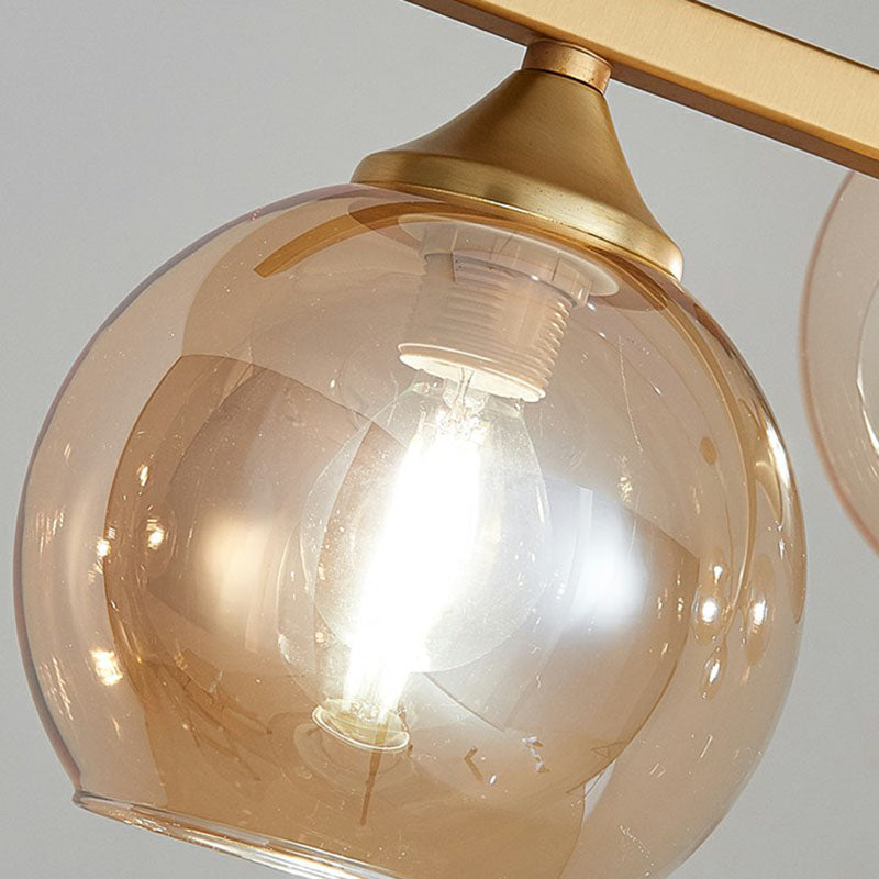 Dome Glass Island Ceiling Light Postmodernism 6 Heads Hanging Lamp for Dining Table Clearhalo 'Ceiling Lights' 'Island Lights' Lighting' 2255172