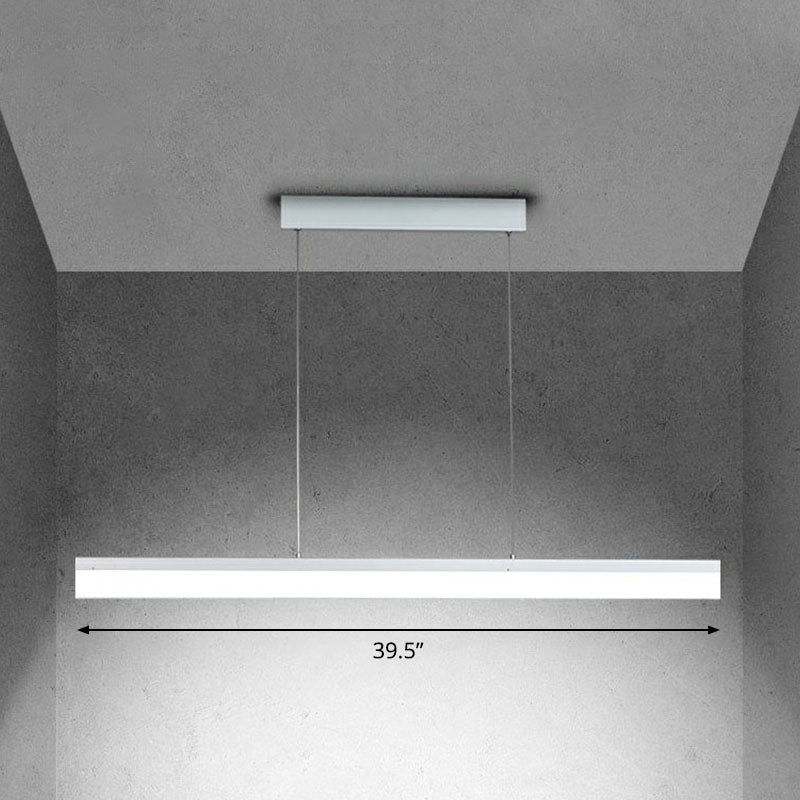 Acrylic Rectangular Linear Chandelier Pendant Light Contemporary LED Hanging Light in White Light White 39.5" White Clearhalo 'Ceiling Lights' 'Chandeliers' 'Modern Chandeliers' 'Modern' Lighting' 2255194