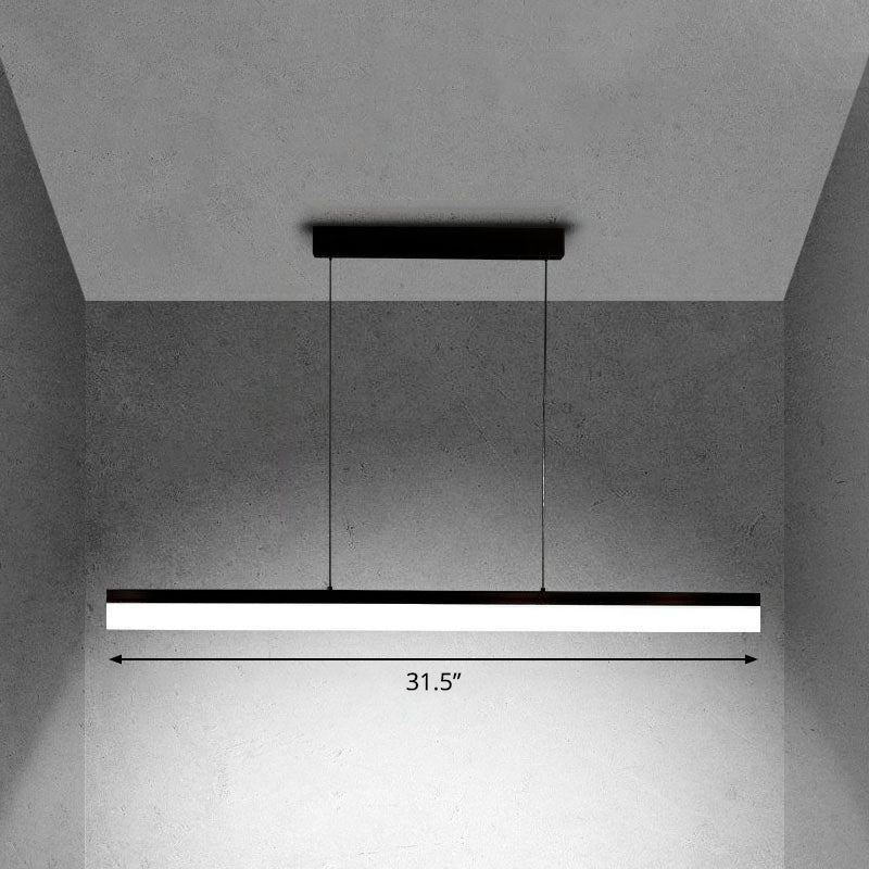 Acrylic Rectangular Linear Chandelier Pendant Light Contemporary LED Hanging Light in White Light Black 31.5" White Clearhalo 'Ceiling Lights' 'Chandeliers' 'Modern Chandeliers' 'Modern' Lighting' 2255196