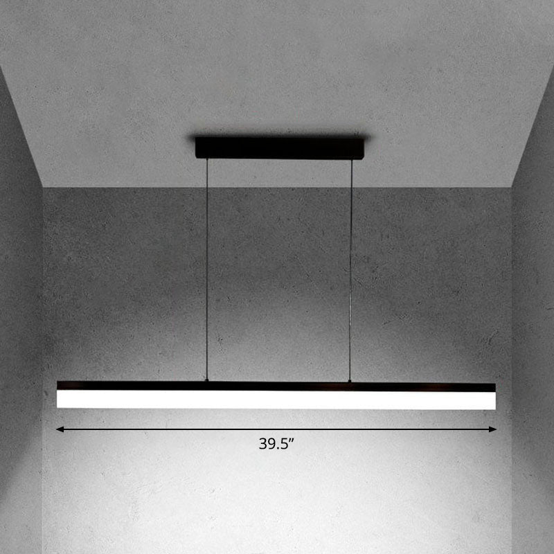 Acrylic Rectangular Linear Chandelier Pendant Light Contemporary LED Hanging Light in White Light Black 39.5" White Clearhalo 'Ceiling Lights' 'Chandeliers' 'Modern Chandeliers' 'Modern' Lighting' 2255197