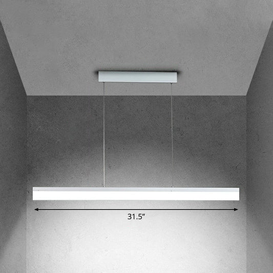 Acrylic Rectangular Linear Chandelier Pendant Light Contemporary LED Hanging Light in White Light White 31.5" White Clearhalo 'Ceiling Lights' 'Chandeliers' 'Modern Chandeliers' 'Modern' Lighting' 2255198
