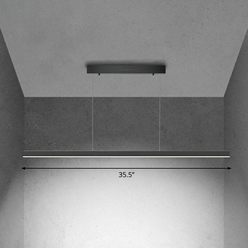 Simplicity Linear Chandelier Lighting Metallic Conference Room LED Pendant Light Fixture Black Third Gear Clearhalo 'Ceiling Lights' 'Chandeliers' 'Modern Chandeliers' 'Modern' Lighting' 2255199