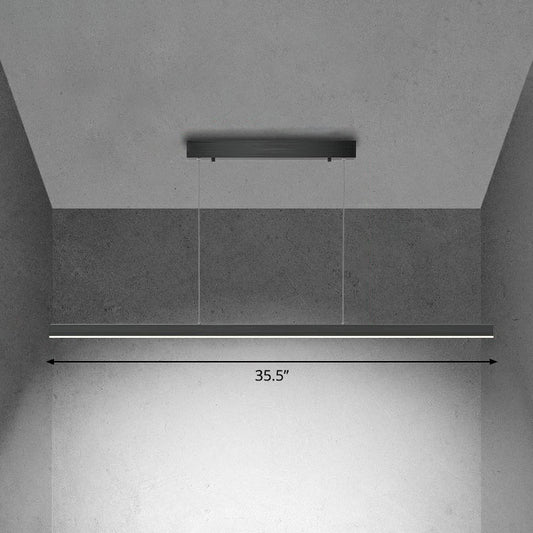 Simplicity Linear Chandelier Lighting Metallic Conference Room LED Pendant Light Fixture Black Third Gear Clearhalo 'Ceiling Lights' 'Chandeliers' 'Modern Chandeliers' 'Modern' Lighting' 2255199