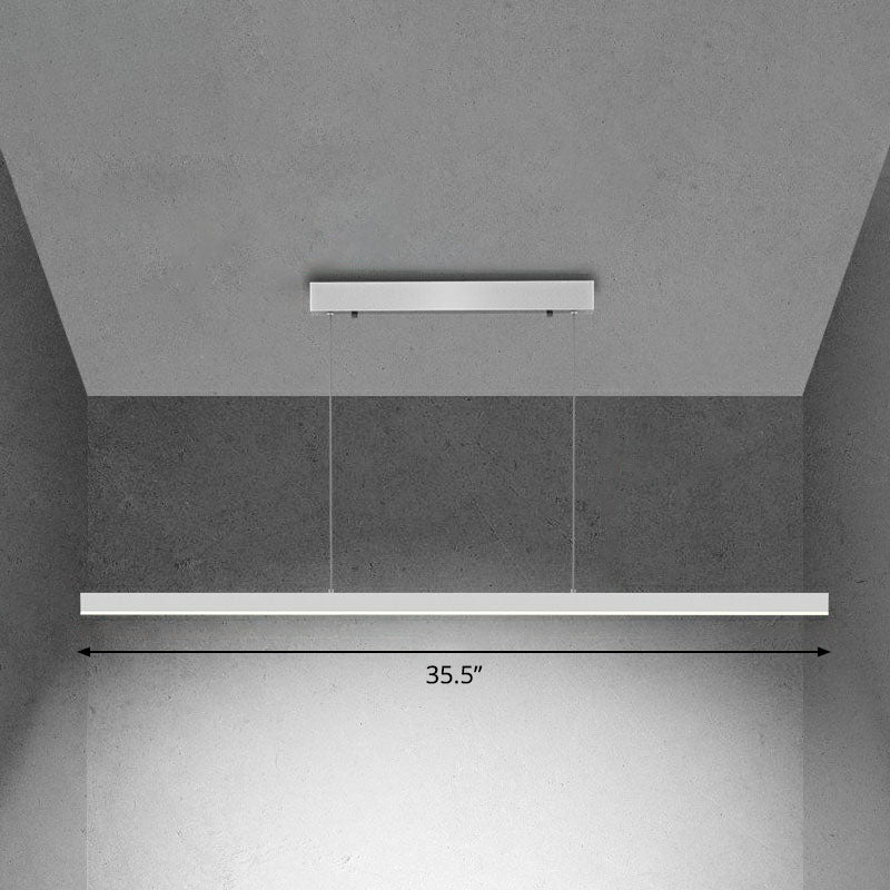Simplicity Linear Chandelier Lighting Metallic Conference Room LED Pendant Light Fixture White White Clearhalo 'Ceiling Lights' 'Chandeliers' 'Modern Chandeliers' 'Modern' Lighting' 2255203