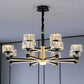 Drum Shaped Hanging Light Fixture Modern Beveled Crystal Living Room Chandelier in Black Clearhalo 'Ceiling Lights' 'Chandeliers' 'Modern Chandeliers' 'Modern' Lighting' 2255206