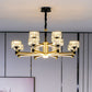 Drum Shaped Hanging Light Fixture Modern Beveled Crystal Living Room Chandelier in Black Clearhalo 'Ceiling Lights' 'Chandeliers' 'Modern Chandeliers' 'Modern' Lighting' 2255210