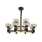 Drum Shaped Hanging Light Fixture Modern Beveled Crystal Living Room Chandelier in Black Clearhalo 'Ceiling Lights' 'Chandeliers' 'Modern Chandeliers' 'Modern' Lighting' 2255213