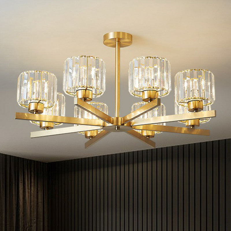 Beveled Crystal Prism Sputnik Suspension Light Modern Golden Chandelier for Living Room Clearhalo 'Ceiling Lights' 'Chandeliers' 'Modern Chandeliers' 'Modern' Lighting' 2255227
