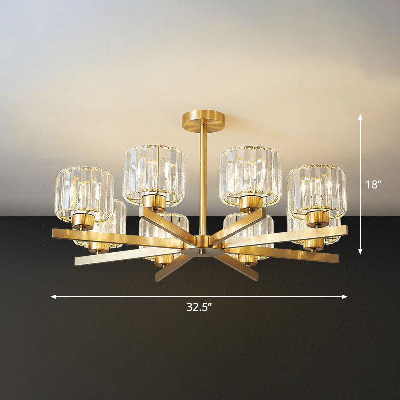 Beveled Crystal Prism Sputnik Suspension Light Modern Golden Chandelier for Living Room 8 Gold Up Clearhalo 'Ceiling Lights' 'Chandeliers' 'Modern Chandeliers' 'Modern' Lighting' 2255228
