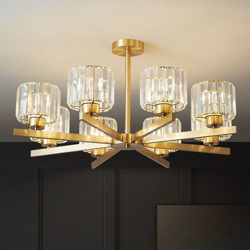 Beveled Crystal Prism Sputnik Suspension Light Modern Golden Chandelier for Living Room Clearhalo 'Ceiling Lights' 'Chandeliers' 'Modern Chandeliers' 'Modern' Lighting' 2255230