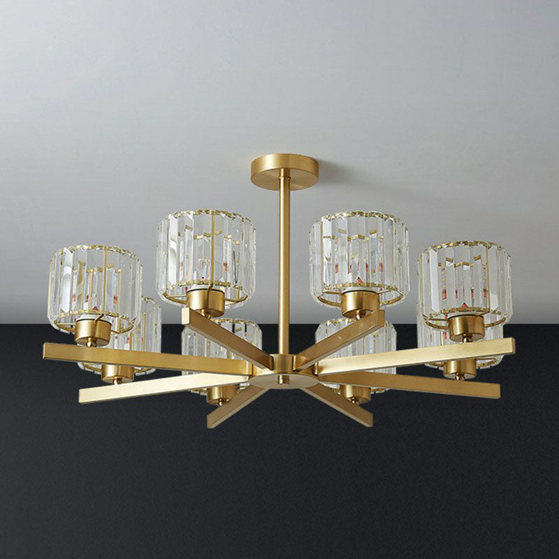 Beveled Crystal Prism Sputnik Suspension Light Modern Golden Chandelier for Living Room Clearhalo 'Ceiling Lights' 'Chandeliers' 'Modern Chandeliers' 'Modern' Lighting' 2255231