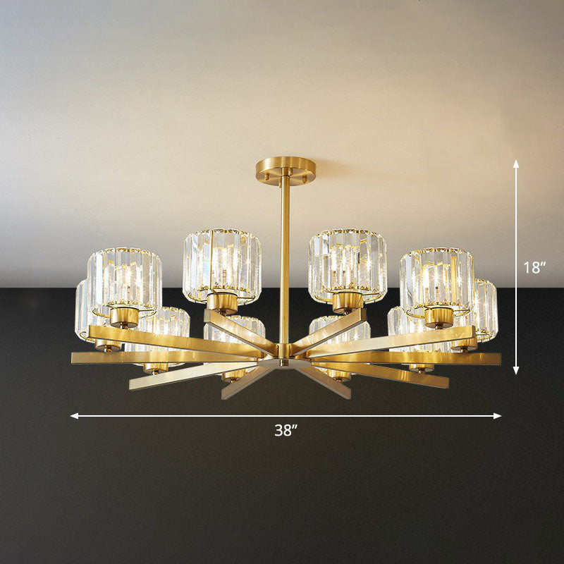 Beveled Crystal Prism Sputnik Suspension Light Modern Golden Chandelier for Living Room 10 Gold Up Clearhalo 'Ceiling Lights' 'Chandeliers' 'Modern Chandeliers' 'Modern' Lighting' 2255232