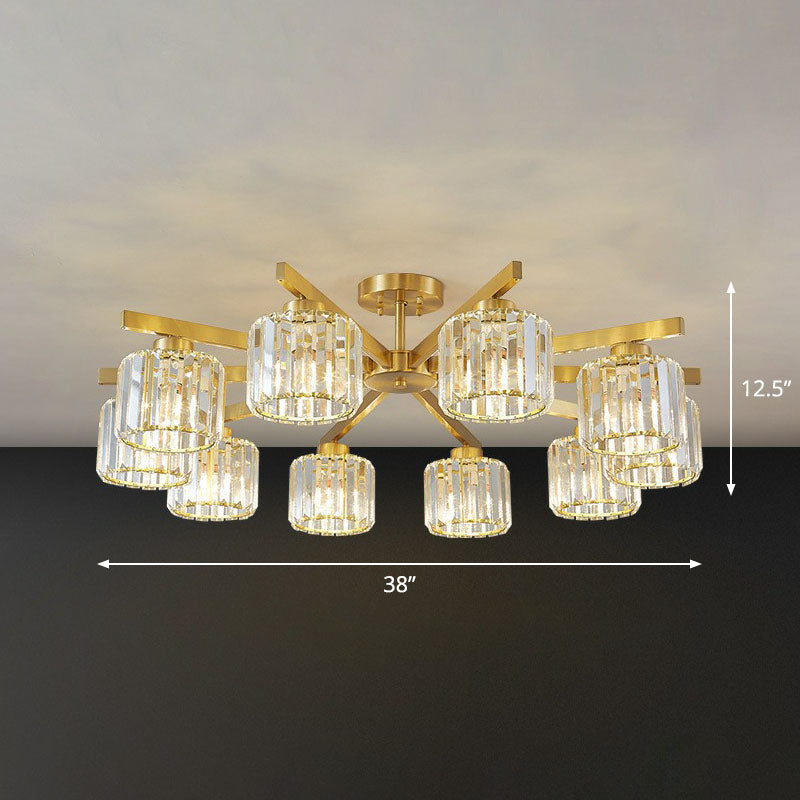 Beveled Crystal Prism Sputnik Suspension Light Modern Golden Chandelier for Living Room 10 Gold Down Clearhalo 'Ceiling Lights' 'Chandeliers' 'Modern Chandeliers' 'Modern' Lighting' 2255233