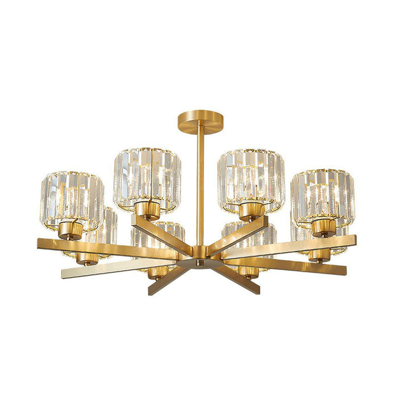 Beveled Crystal Prism Sputnik Suspension Light Modern Golden Chandelier for Living Room Clearhalo 'Ceiling Lights' 'Chandeliers' 'Modern Chandeliers' 'Modern' Lighting' 2255234