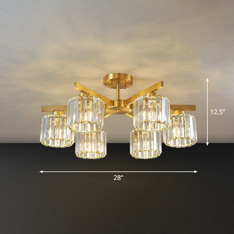 Beveled Crystal Prism Sputnik Suspension Light Modern Golden Chandelier for Living Room 6 Gold Down Clearhalo 'Ceiling Lights' 'Chandeliers' 'Modern Chandeliers' 'Modern' Lighting' 2255235