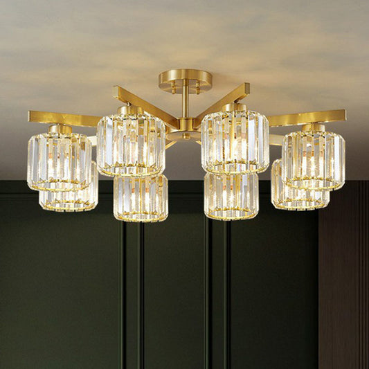 Beveled Crystal Prism Sputnik Suspension Light Modern Golden Chandelier for Living Room Clearhalo 'Ceiling Lights' 'Chandeliers' 'Modern Chandeliers' 'Modern' Lighting' 2255236