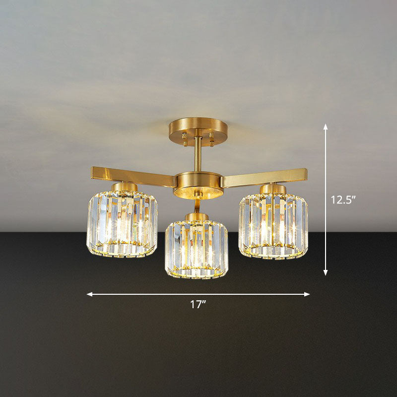 Beveled Crystal Prism Sputnik Suspension Light Modern Golden Chandelier for Living Room 3 Gold Down Clearhalo 'Ceiling Lights' 'Chandeliers' 'Modern Chandeliers' 'Modern' Lighting' 2255237