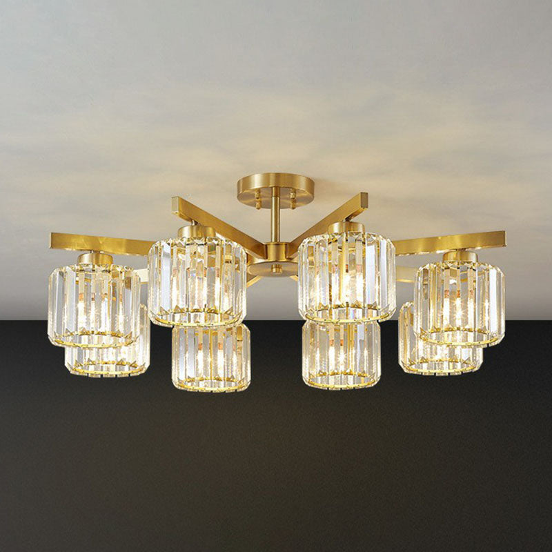 Beveled Crystal Prism Sputnik Suspension Light Modern Golden Chandelier for Living Room Clearhalo 'Ceiling Lights' 'Chandeliers' 'Modern Chandeliers' 'Modern' Lighting' 2255238