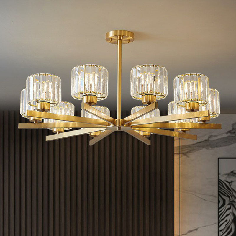 Beveled Crystal Prism Sputnik Suspension Light Modern Golden Chandelier for Living Room Clearhalo 'Ceiling Lights' 'Chandeliers' 'Modern Chandeliers' 'Modern' Lighting' 2255240
