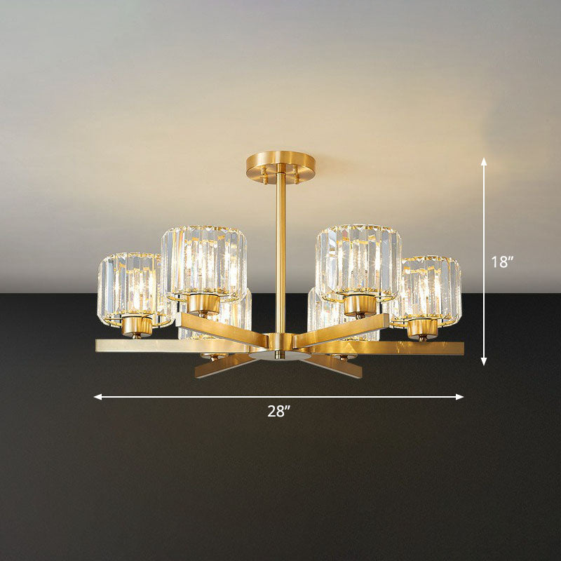 Beveled Crystal Prism Sputnik Suspension Light Modern Golden Chandelier for Living Room 6 Gold Up Clearhalo 'Ceiling Lights' 'Chandeliers' 'Modern Chandeliers' 'Modern' Lighting' 2255241