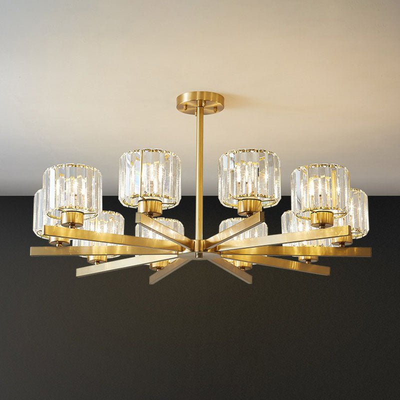 Beveled Crystal Prism Sputnik Suspension Light Modern Golden Chandelier for Living Room Clearhalo 'Ceiling Lights' 'Chandeliers' 'Modern Chandeliers' 'Modern' Lighting' 2255242