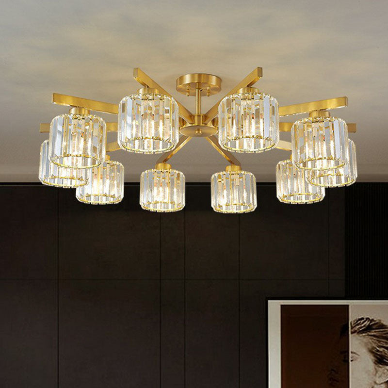 Beveled Crystal Prism Sputnik Suspension Light Modern Golden Chandelier for Living Room Clearhalo 'Ceiling Lights' 'Chandeliers' 'Modern Chandeliers' 'Modern' Lighting' 2255243