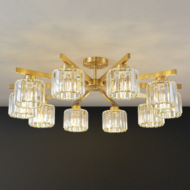 Beveled Crystal Prism Sputnik Suspension Light Modern Golden Chandelier for Living Room Clearhalo 'Ceiling Lights' 'Chandeliers' 'Modern Chandeliers' 'Modern' Lighting' 2255244