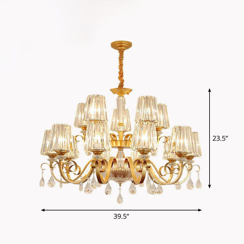 Prismatic Crystal Cone Hanging Lamp Contemporary Ceiling Chandelier Light with Droplet Decorations Clearhalo 'Ceiling Lights' 'Chandeliers' 'Modern Chandeliers' 'Modern' Lighting' 2255250