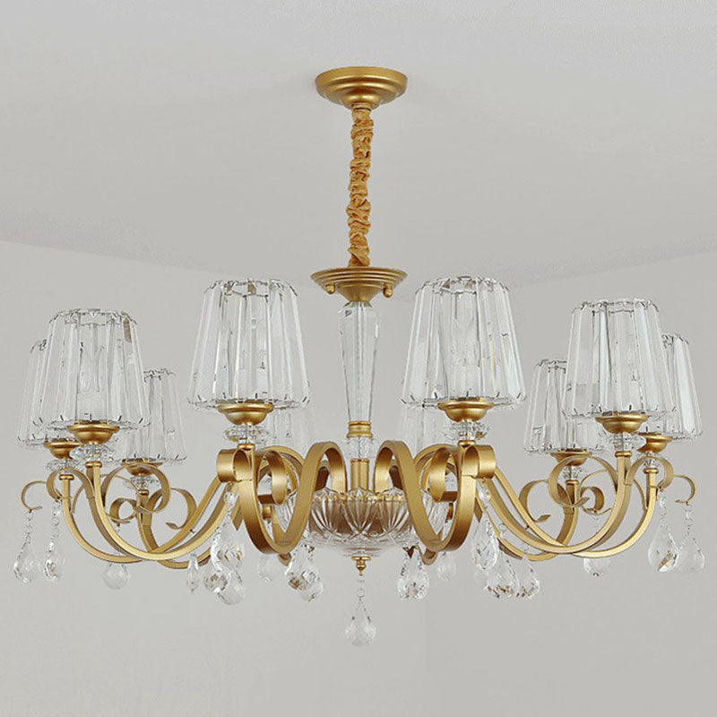 Prismatic Crystal Cone Hanging Lamp Contemporary Ceiling Chandelier Light with Droplet Decorations Clearhalo 'Ceiling Lights' 'Chandeliers' 'Modern Chandeliers' 'Modern' Lighting' 2255253