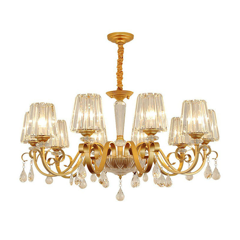 Prismatic Crystal Cone Hanging Lamp Contemporary Ceiling Chandelier Light with Droplet Decorations Clearhalo 'Ceiling Lights' 'Chandeliers' 'Modern Chandeliers' 'Modern' Lighting' 2255254