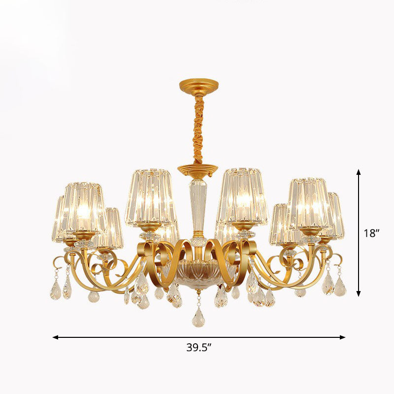 Prismatic Crystal Cone Hanging Lamp Contemporary Ceiling Chandelier Light with Droplet Decorations Clearhalo 'Ceiling Lights' 'Chandeliers' 'Modern Chandeliers' 'Modern' Lighting' 2255255