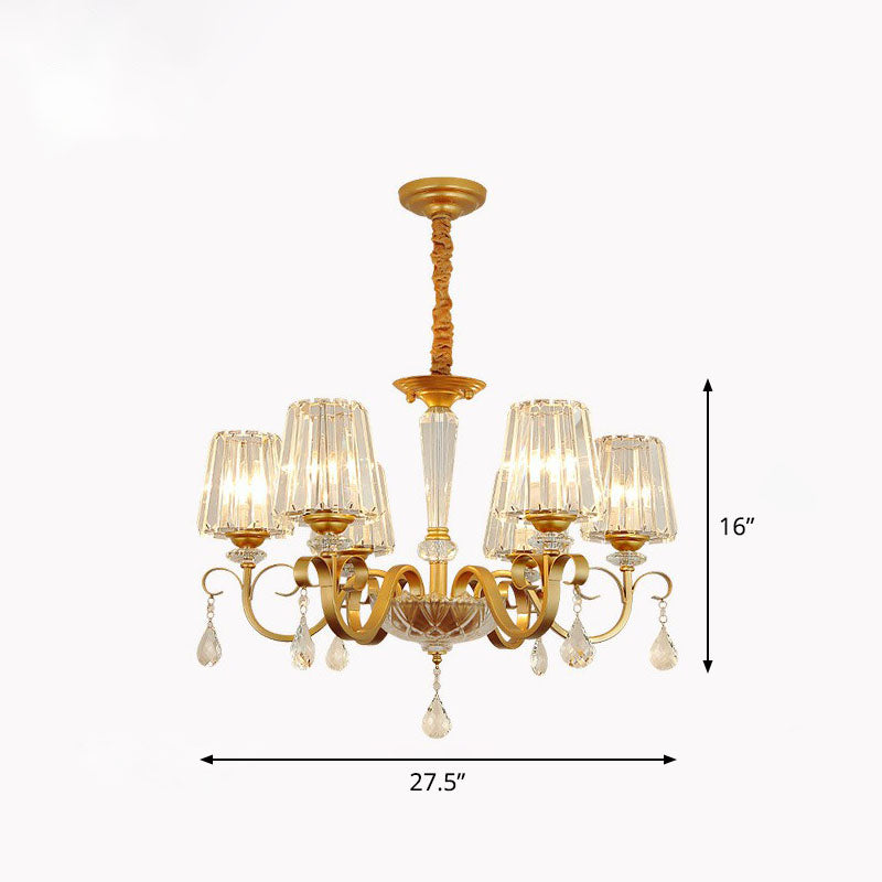 Prismatic Crystal Cone Hanging Lamp Contemporary Ceiling Chandelier Light with Droplet Decorations Clearhalo 'Ceiling Lights' 'Chandeliers' 'Modern Chandeliers' 'Modern' Lighting' 2255262