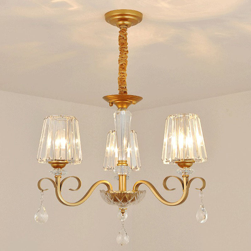 Prismatic Crystal Cone Hanging Lamp Contemporary Ceiling Chandelier Light with Droplet Decorations Clearhalo 'Ceiling Lights' 'Chandeliers' 'Modern Chandeliers' 'Modern' Lighting' 2255264