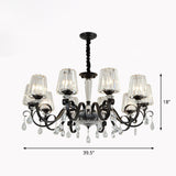 Prismatic Crystal Cone Hanging Lamp Contemporary Ceiling Chandelier Light with Droplet Decorations 10 Black Clearhalo 'Ceiling Lights' 'Chandeliers' 'Modern Chandeliers' 'Modern' Lighting' 2255268