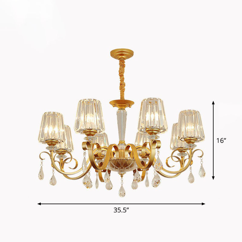 Prismatic Crystal Cone Hanging Lamp Contemporary Ceiling Chandelier Light with Droplet Decorations Clearhalo 'Ceiling Lights' 'Chandeliers' 'Modern Chandeliers' 'Modern' Lighting' 2255270