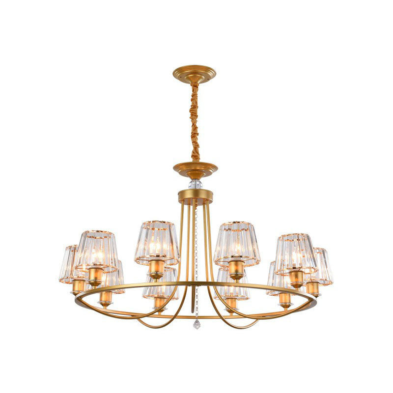 Postmodern Circle Chandelier Lighting Metal Living Room Ceiling Light with Tapered Crystal Shade Clearhalo 'Ceiling Lights' 'Chandeliers' 'Modern Chandeliers' 'Modern' Lighting' 2255275