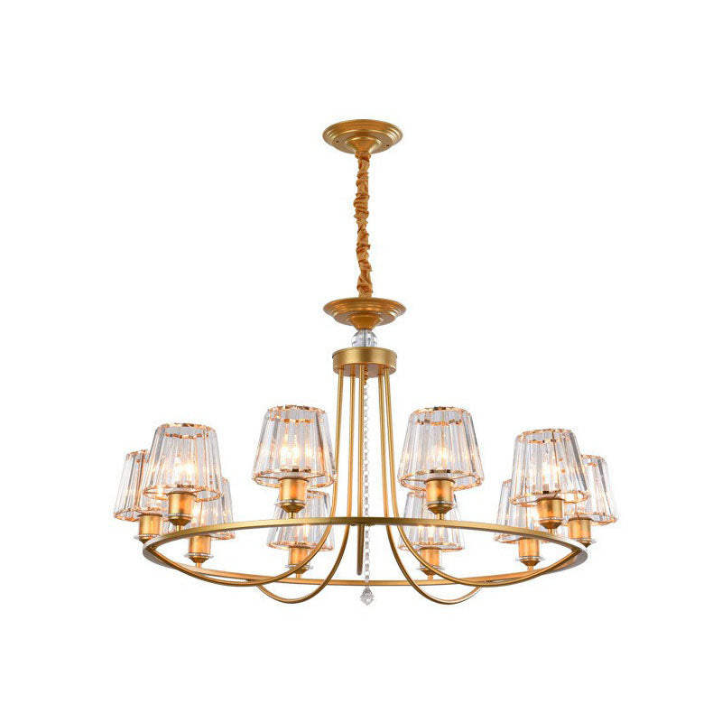 Postmodern Circle Chandelier Lighting Metal Living Room Ceiling Light with Tapered Crystal Shade Clearhalo 'Ceiling Lights' 'Chandeliers' 'Modern Chandeliers' 'Modern' Lighting' 2255278