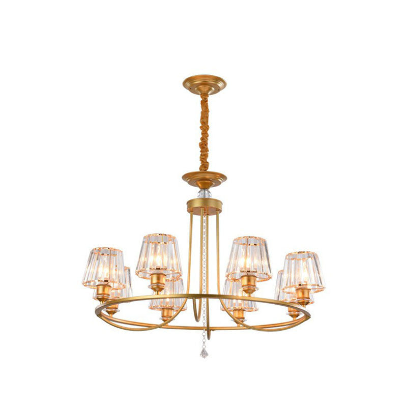 Postmodern Circle Chandelier Lighting Metal Living Room Ceiling Light with Tapered Crystal Shade Clearhalo 'Ceiling Lights' 'Chandeliers' 'Modern Chandeliers' 'Modern' Lighting' 2255279
