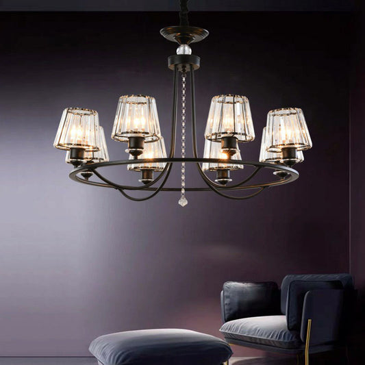 Postmodern Circle Chandelier Lighting Metal Living Room Ceiling Light with Tapered Crystal Shade Clearhalo 'Ceiling Lights' 'Chandeliers' 'Modern Chandeliers' 'Modern' Lighting' 2255280