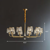 Antique Gold Cylindrical Chandelier Light Postmodernist Crystal Prism Suspension Light Fixture 10 Gold Clearhalo 'Ceiling Lights' 'Chandeliers' 'Modern Chandeliers' 'Modern' Lighting' 2255284