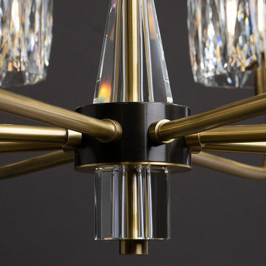 Antique Gold Cylindrical Chandelier Light Postmodernist Crystal Prism Suspension Light Fixture Clearhalo 'Ceiling Lights' 'Chandeliers' 'Modern Chandeliers' 'Modern' Lighting' 2255293