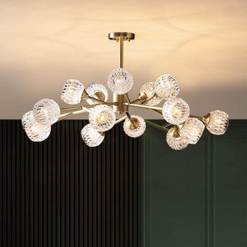 Metallic Branch Hanging Lamp Postmodern Gold Finish Chandelier with Ball Clear Crystal Shade Clearhalo 'Ceiling Lights' 'Chandeliers' 'Modern Chandeliers' 'Modern' Lighting' 2255297