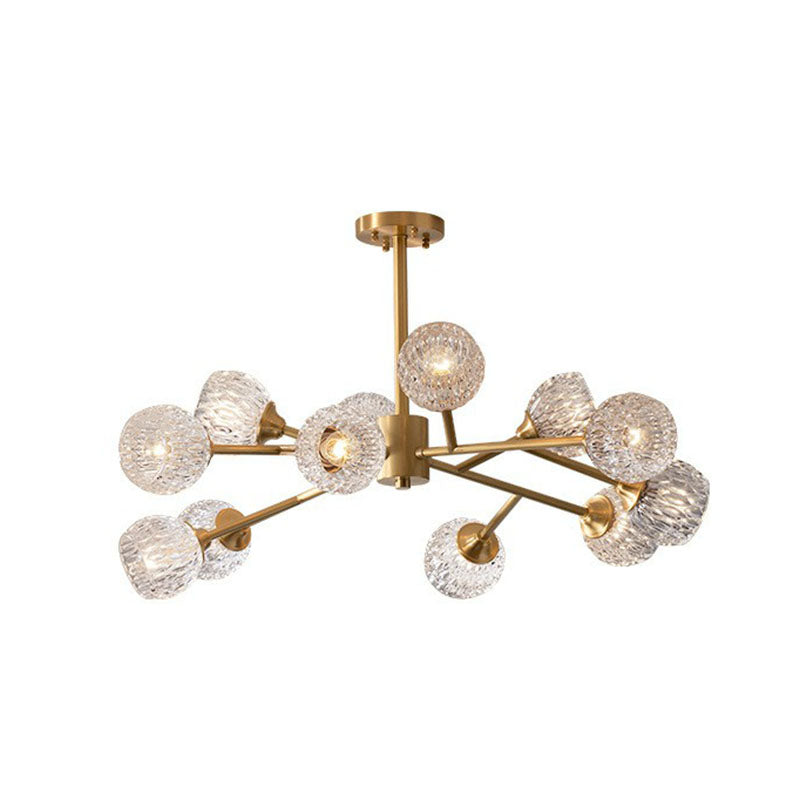Metallic Branch Hanging Lamp Postmodern Gold Finish Chandelier with Ball Clear Crystal Shade Clearhalo 'Ceiling Lights' 'Chandeliers' 'Modern Chandeliers' 'Modern' Lighting' 2255302
