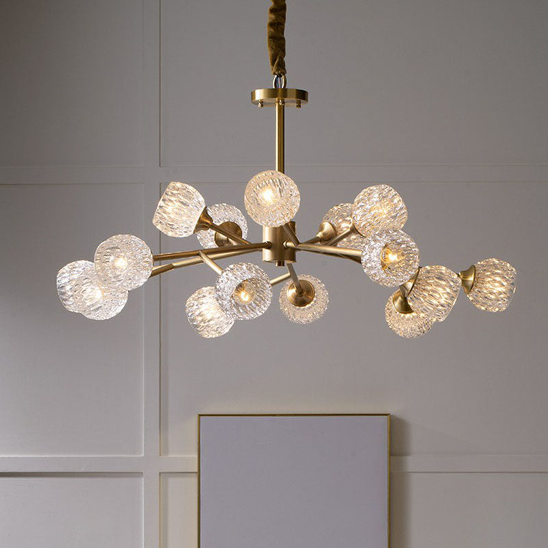Metallic Branch Hanging Lamp Postmodern Gold Finish Chandelier with Ball Clear Crystal Shade Clearhalo 'Ceiling Lights' 'Chandeliers' 'Modern Chandeliers' 'Modern' Lighting' 2255304