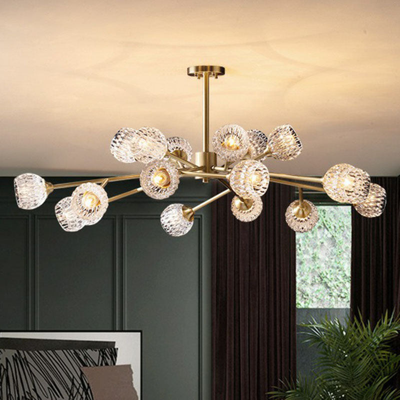 Metallic Branch Hanging Lamp Postmodern Gold Finish Chandelier with Ball Clear Crystal Shade Clearhalo 'Ceiling Lights' 'Chandeliers' 'Modern Chandeliers' 'Modern' Lighting' 2255305